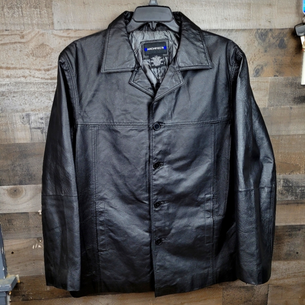 Architect Classic Men's Leather Button Down Jacket